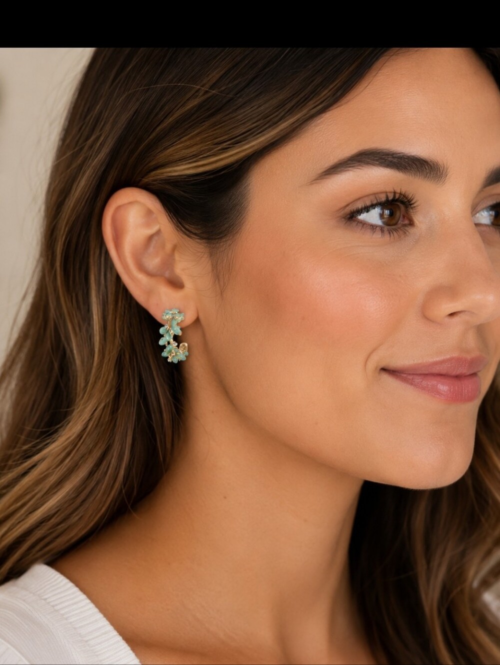 lonna & lilly Gold and Mint Butterfly Hoop Earrings